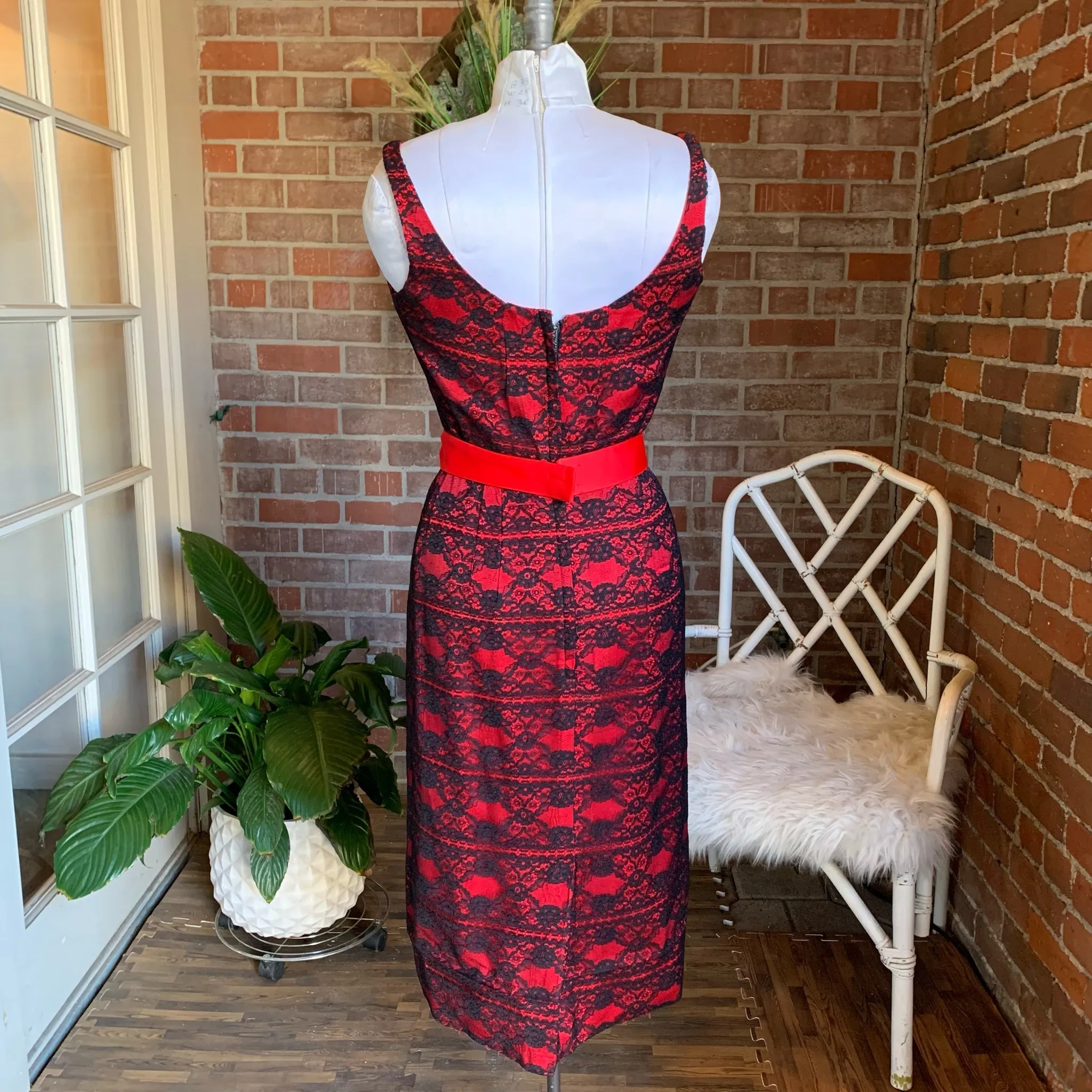 1950s Red & Black Lace Dress and Overcoat