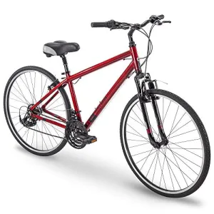 700c Royce Union RMY Mens 21-Speed Hybrid Comfort Bike, 17" Aluminum Frame, Metallic Red