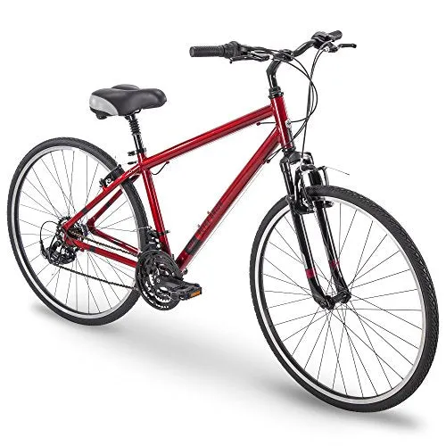 700c Royce Union RMY Mens 21-Speed Hybrid Comfort Bike, 17" Aluminum Frame, Metallic Red