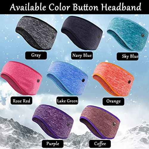 8 Pieces Ear Warmer Headbands with Buttons Winter Fleece Running Headband Fleece Earmuffs Sport Headband Winter Ear Covers for Men Women (Lined Style)