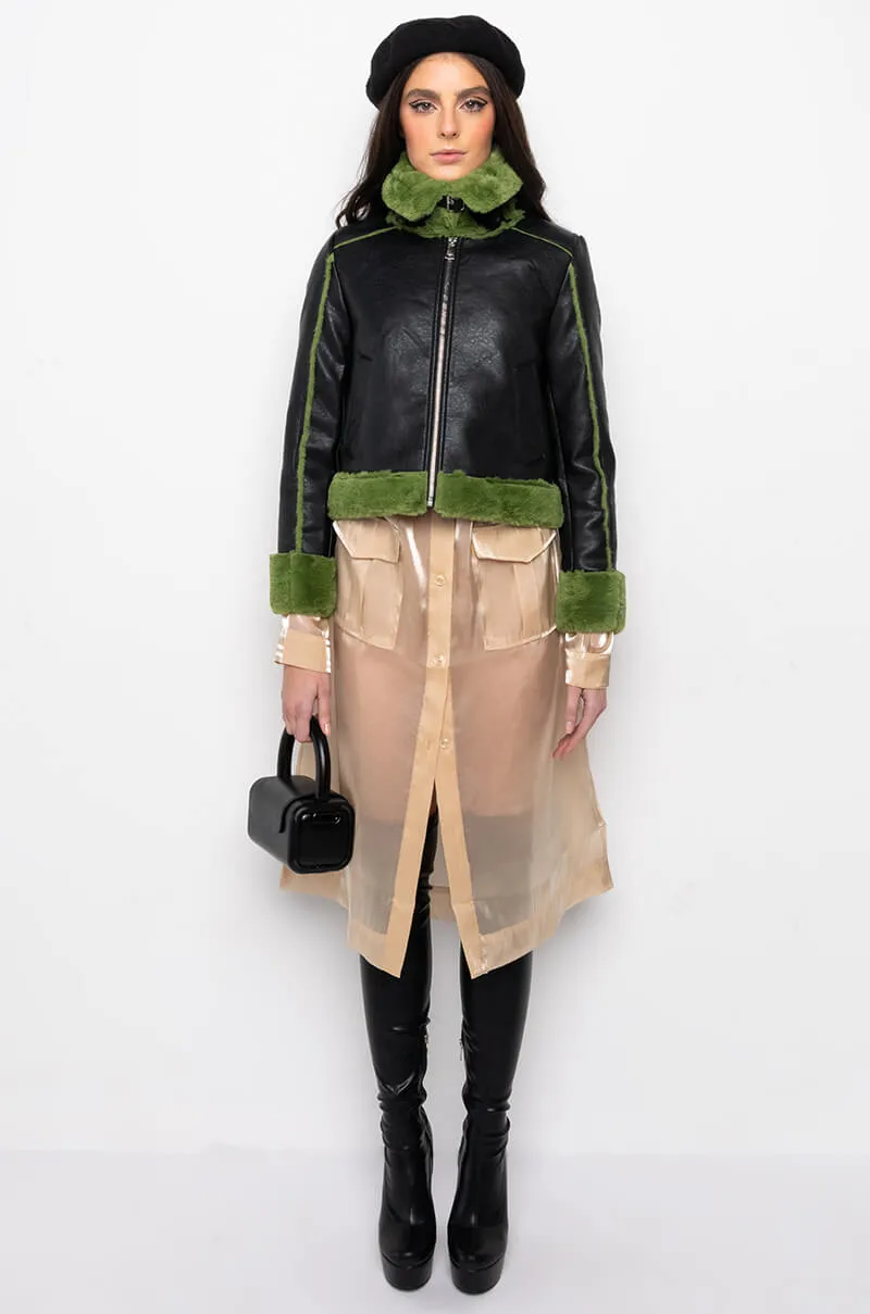 AZALEA WANG GRINCH BONDED PU JACKET