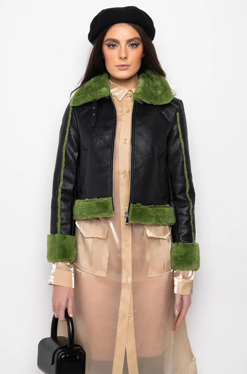 AZALEA WANG GRINCH BONDED PU JACKET