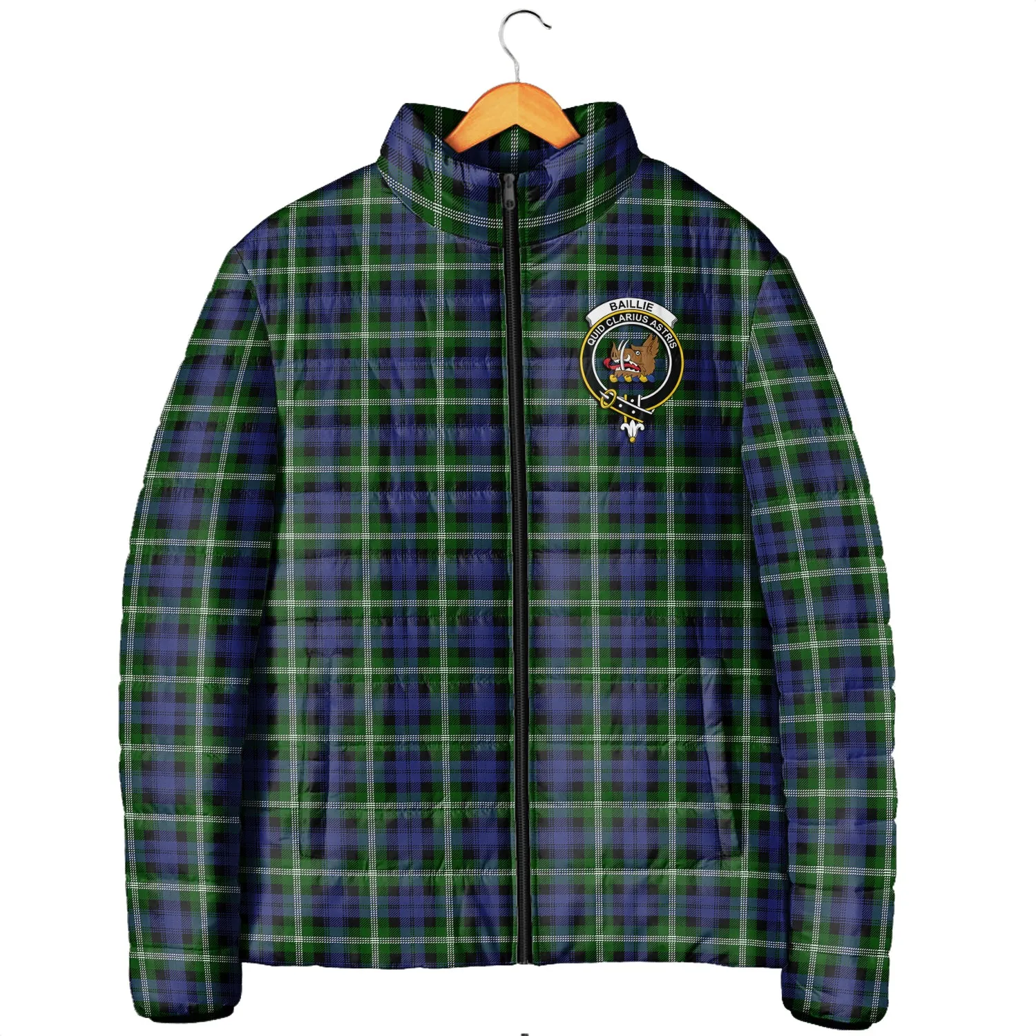 Baillie (Bailey) Tartan Padded Jacket with Family Crest