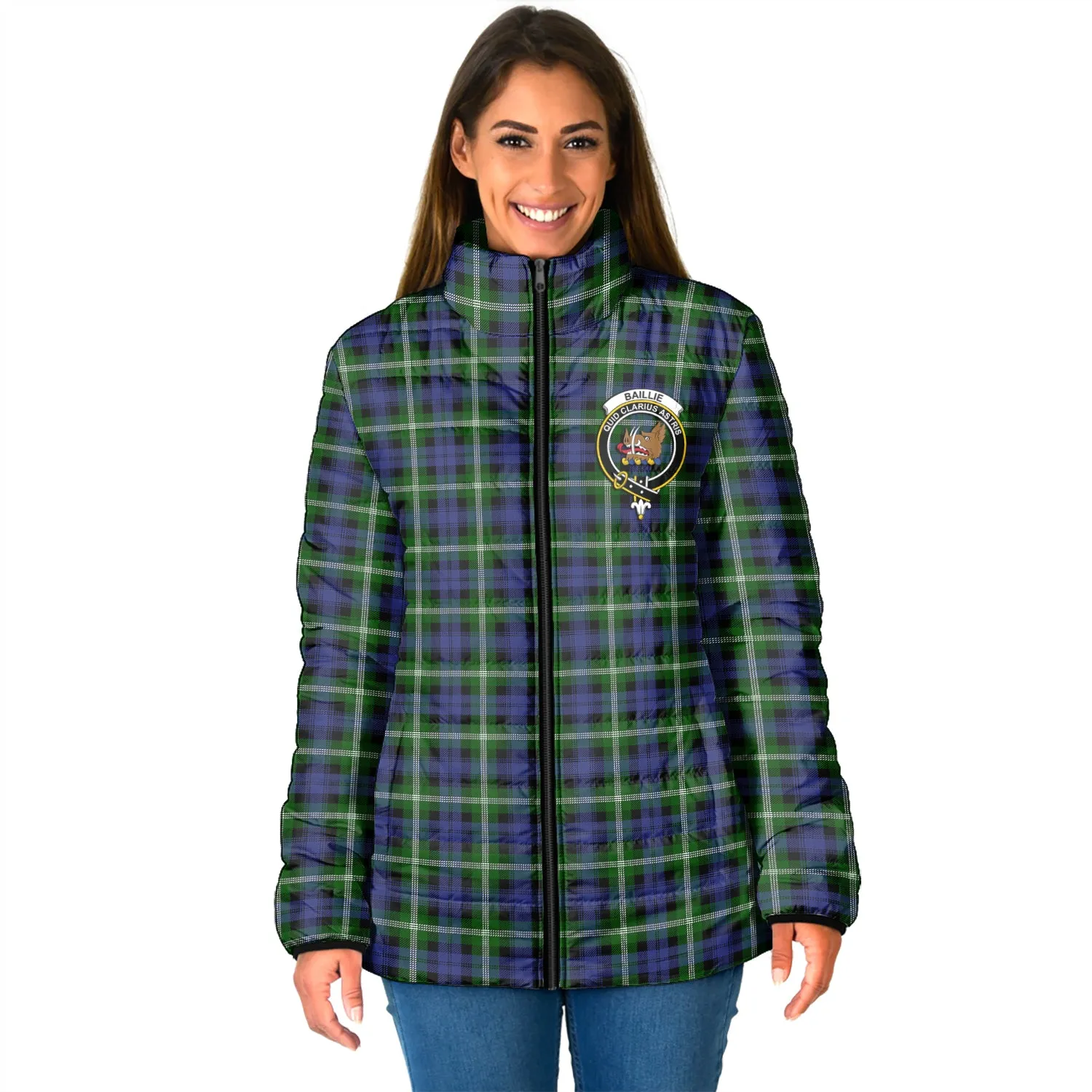 Baillie (Bailey) Tartan Padded Jacket with Family Crest