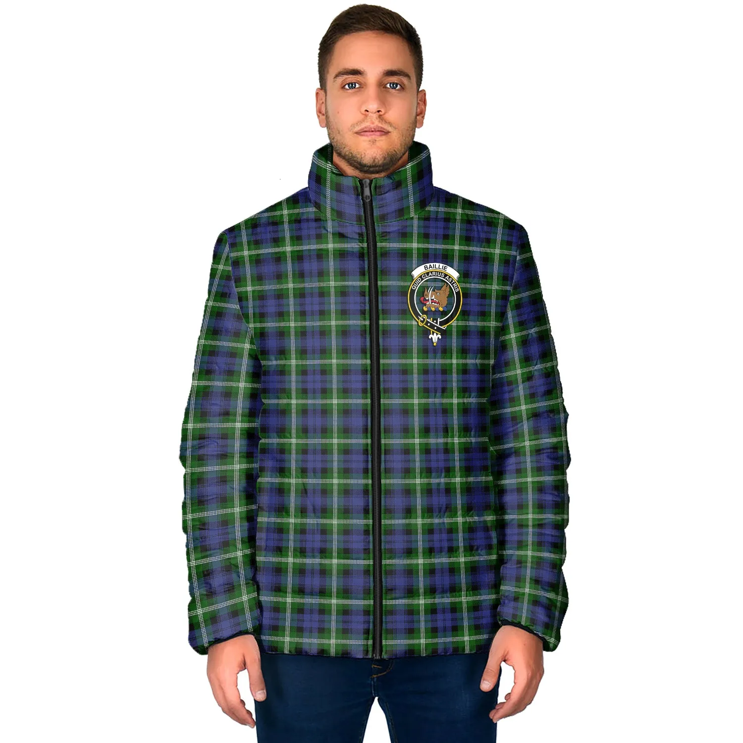 Baillie (Bailey) Tartan Padded Jacket with Family Crest