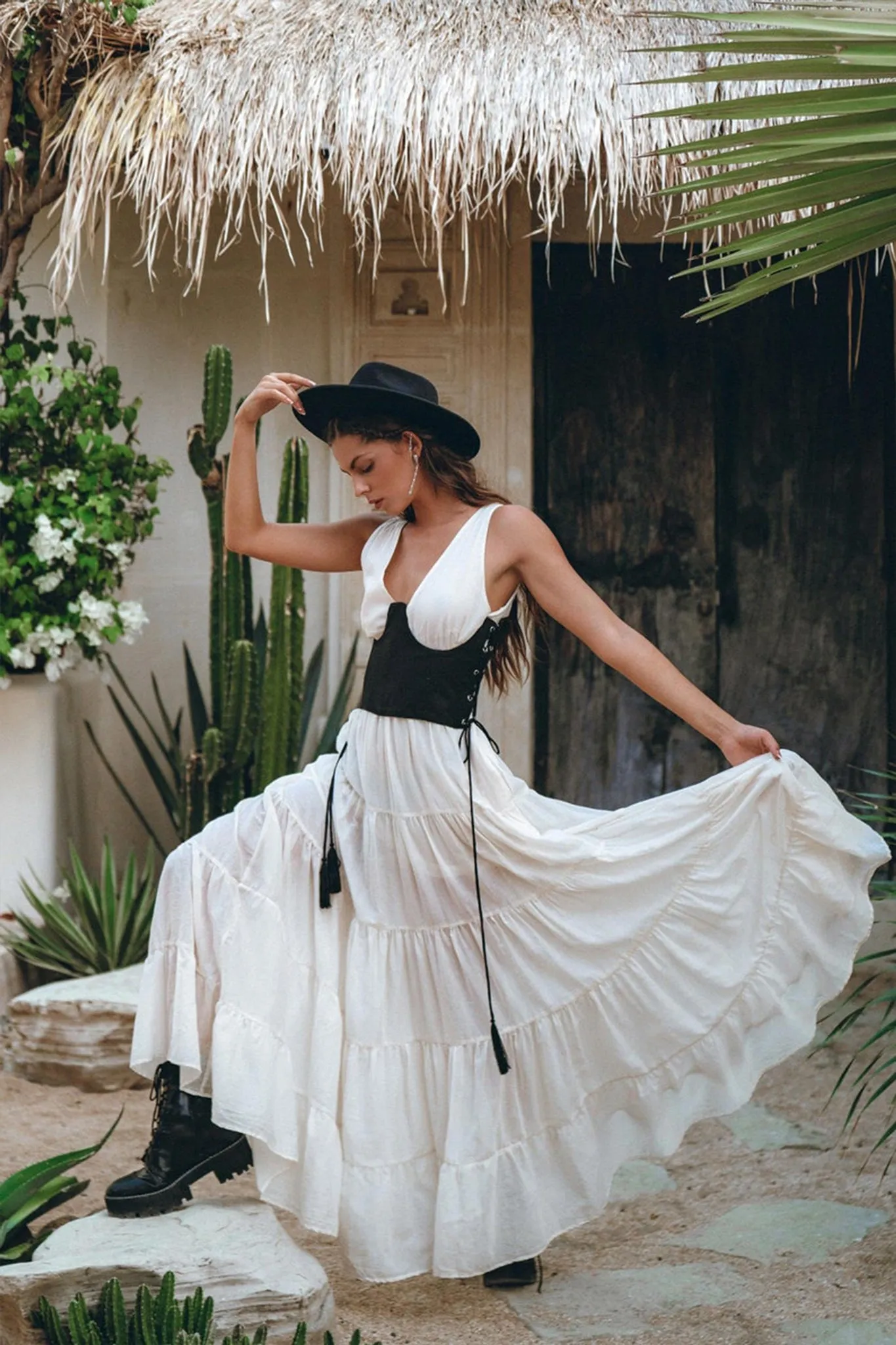 Boho Dress for Women • Off-White Maxi Adjustable Dress • Bohemian Dress