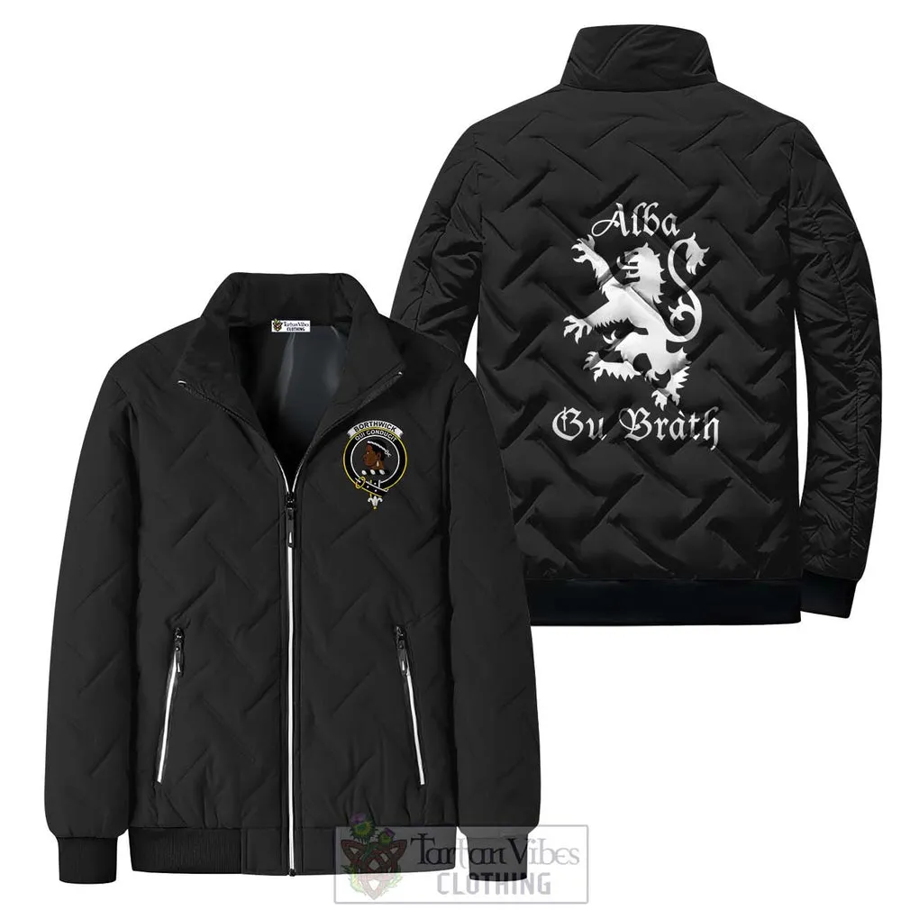 Borthwick Family Crest Padded Cotton Jacket Lion Rampant Alba Gu Brath Style