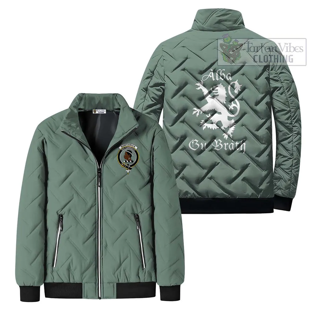 Borthwick Family Crest Padded Cotton Jacket Lion Rampant Alba Gu Brath Style