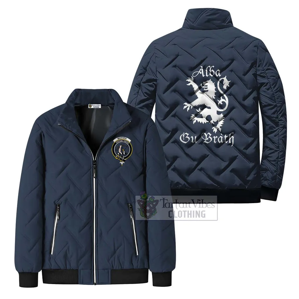 Butter Family Crest Padded Cotton Jacket Lion Rampant Alba Gu Brath Style