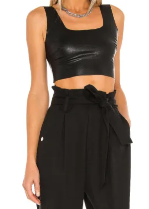 Commando Faux Leather Crop Top - Black