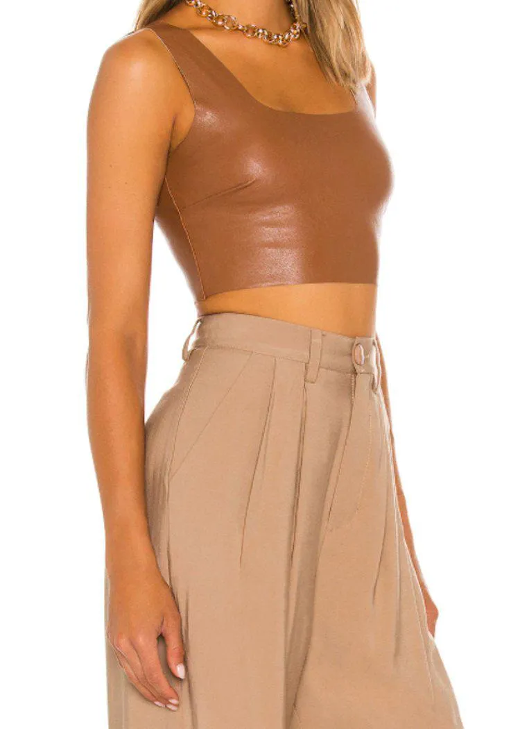 Commando Faux Leather Crop Top - Cocoa