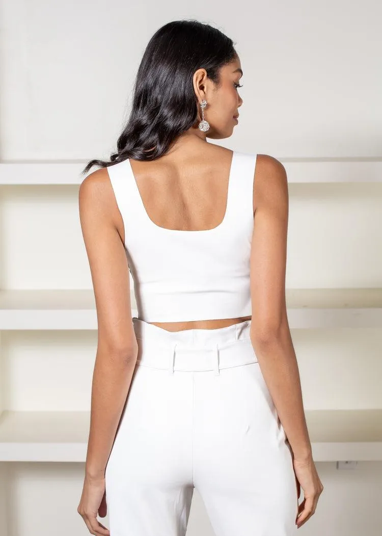 Commando Faux Leather Crop Top - White