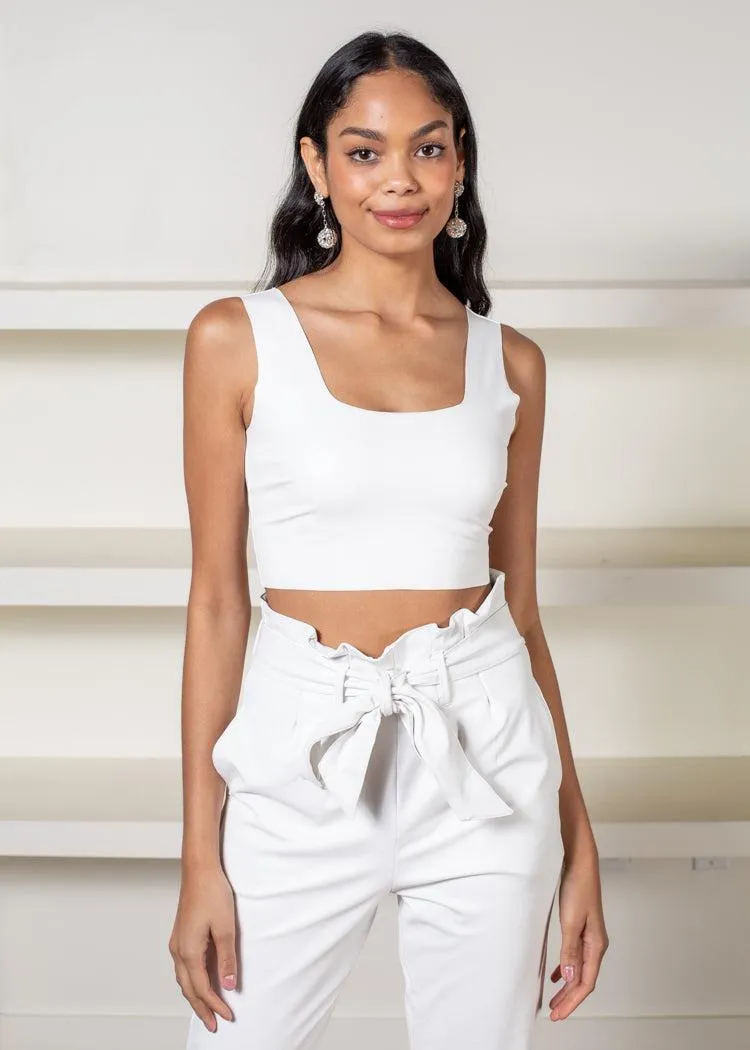 Commando Faux Leather Crop Top - White