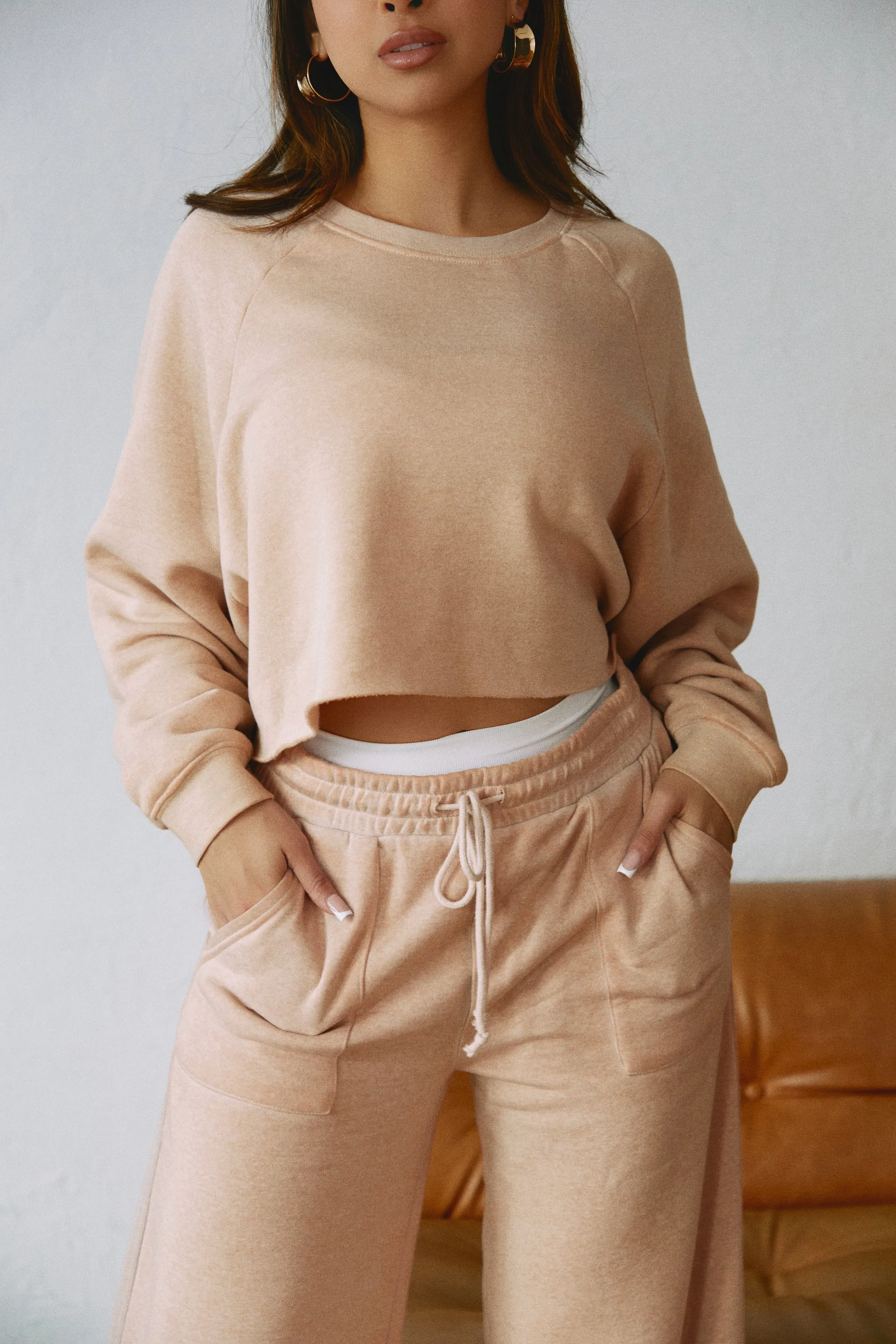 Cozy Moments Crop Sweater - Nude