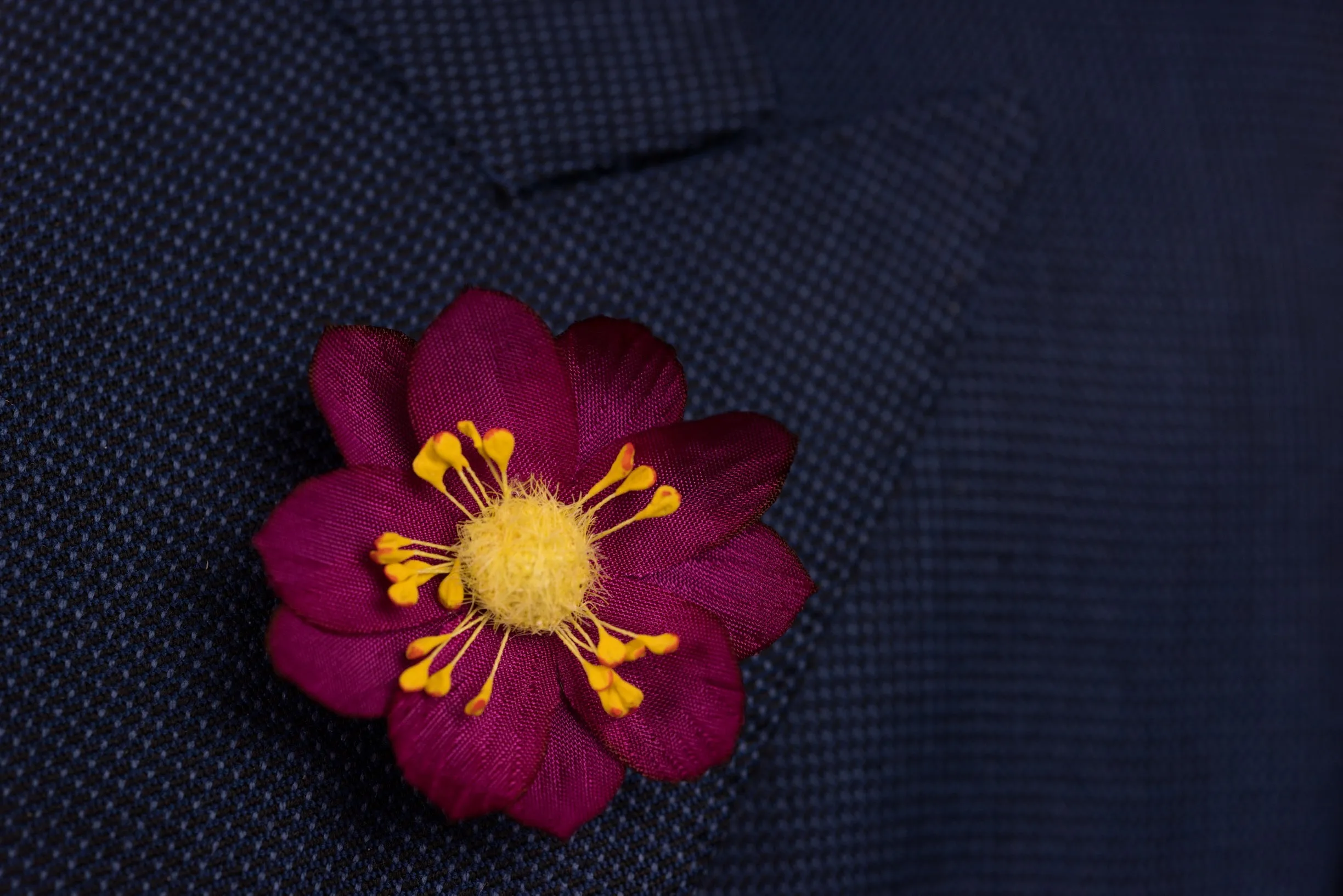 Dark Magenta Lotus Boutonnière Flower