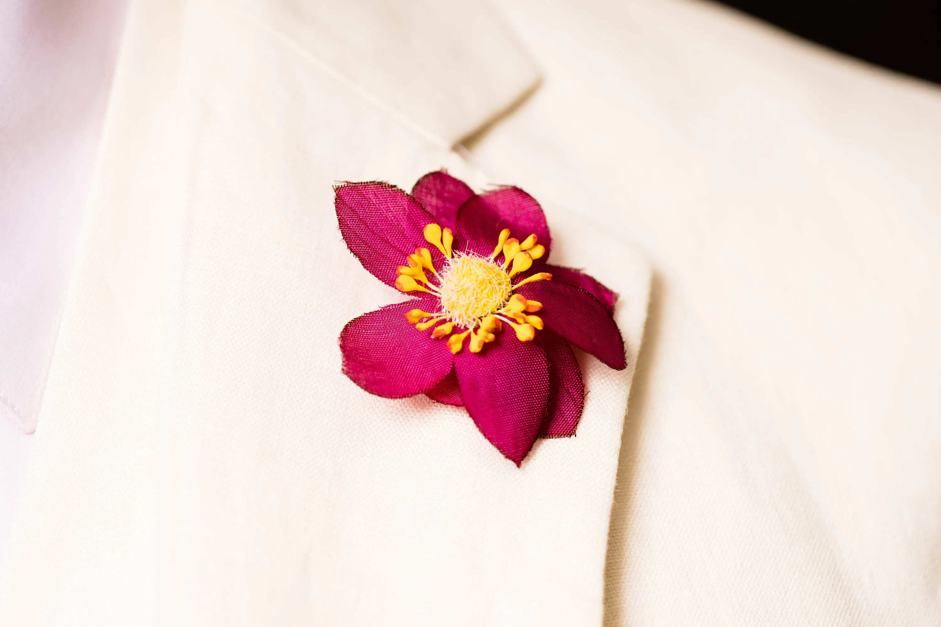 Dark Magenta Lotus Boutonnière Flower