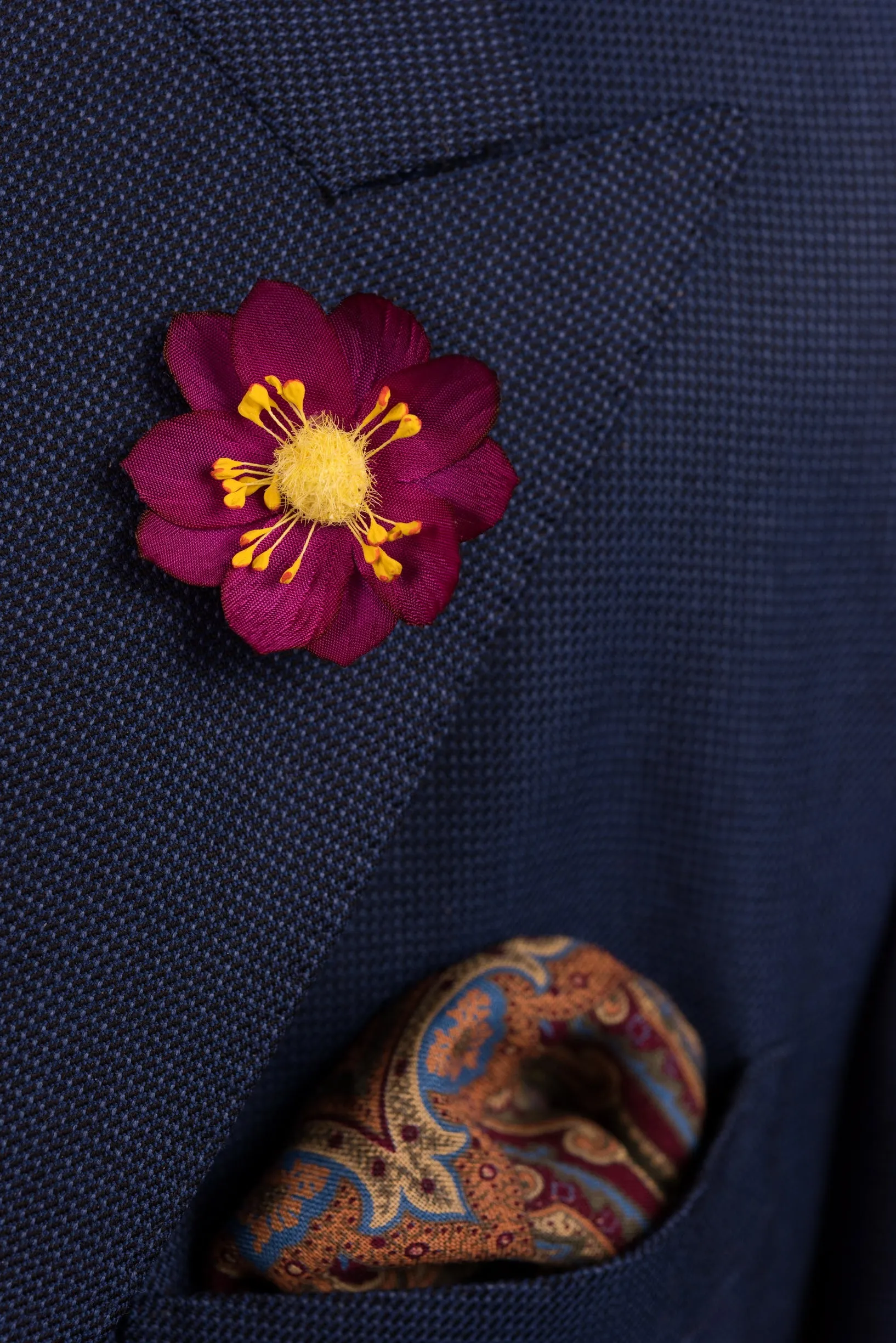 Dark Magenta Lotus Boutonnière Flower