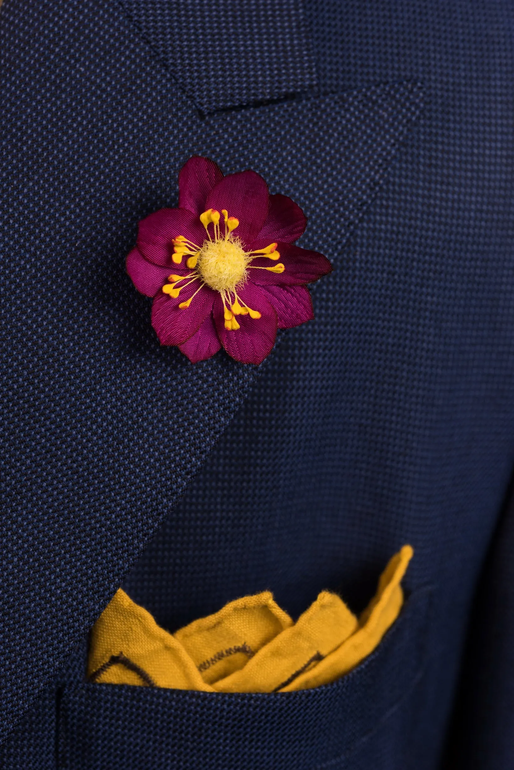 Dark Magenta Lotus Boutonnière Flower