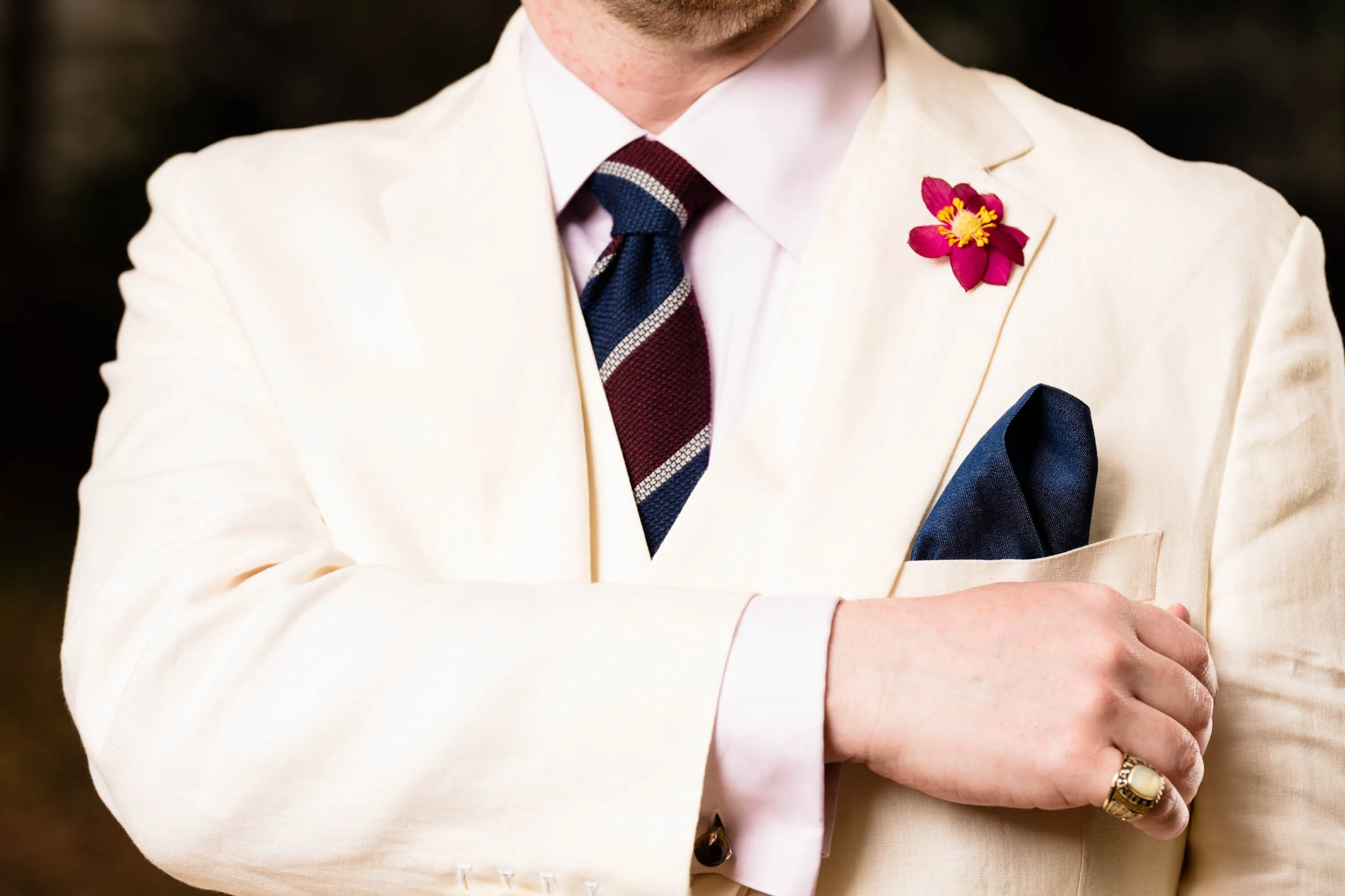 Dark Magenta Lotus Boutonnière Flower