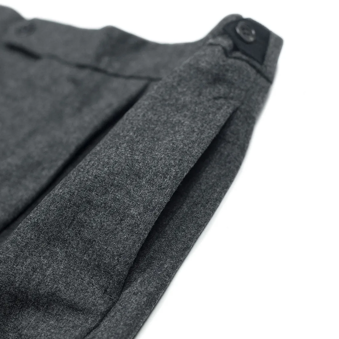 Easy pants with side tabs in grey wool flannel