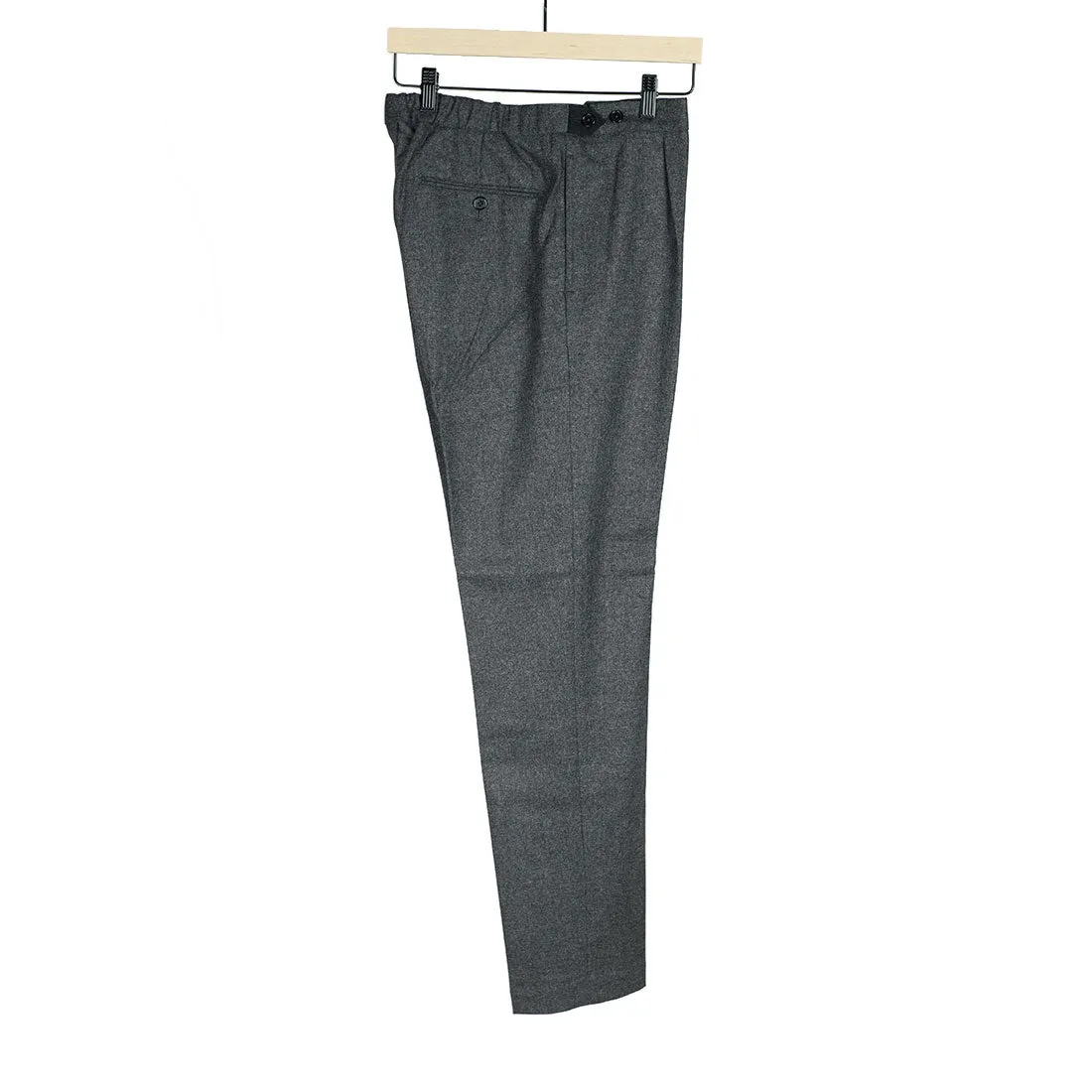 Easy pants with side tabs in grey wool flannel