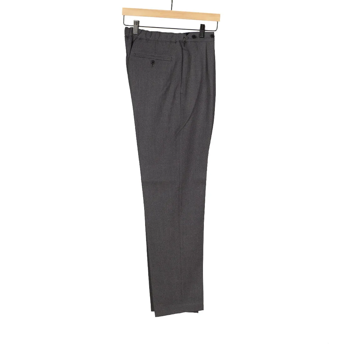 Easy pants with side tabs in grey wool twill