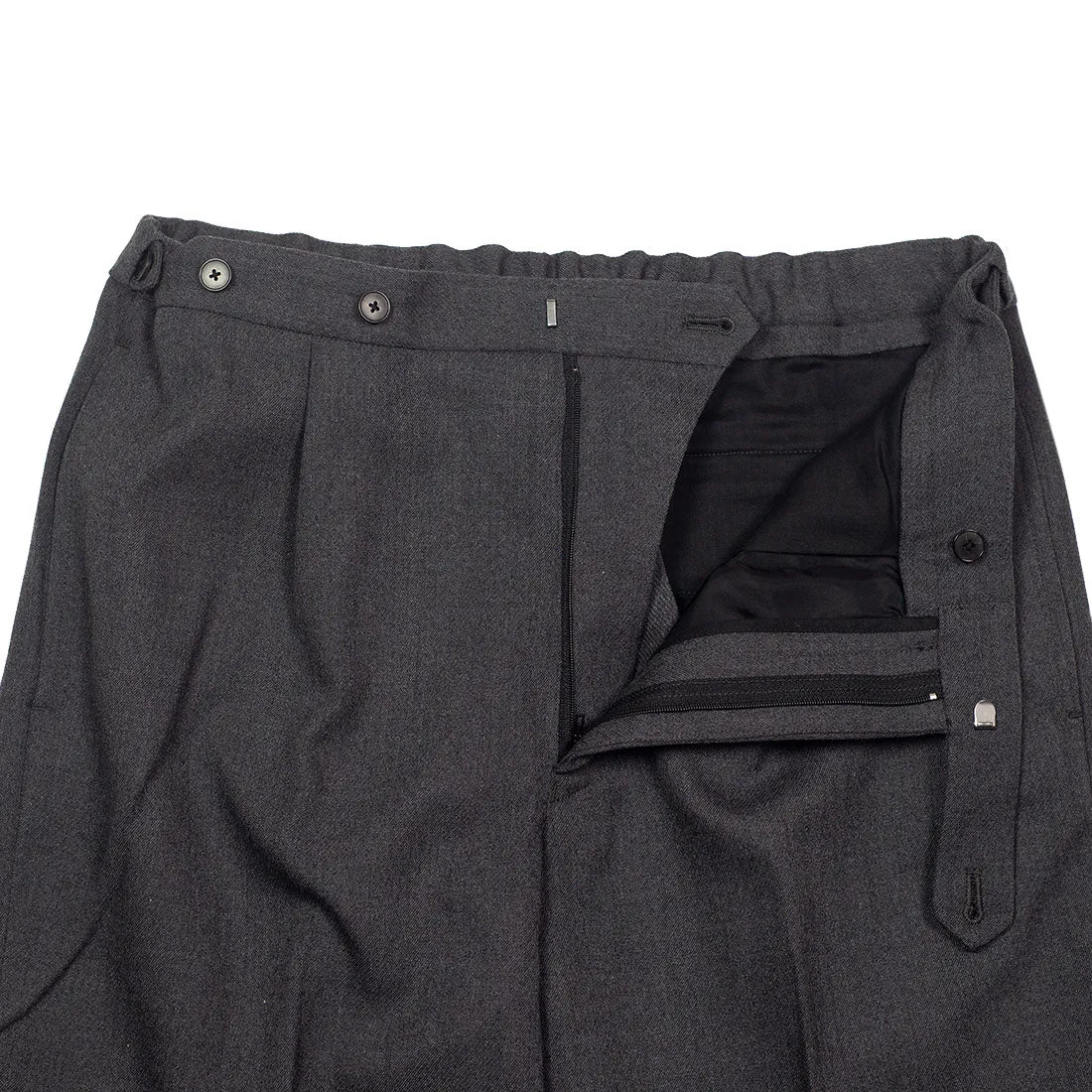 Easy pants with side tabs in grey wool twill