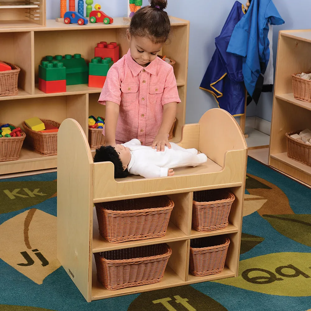 Eco-Friendly Doll Changing Table with Wicker Baskets