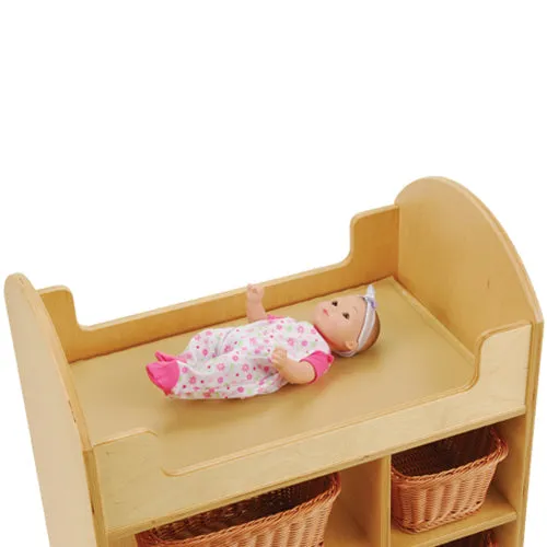 Eco-Friendly Doll Changing Table with Wicker Baskets