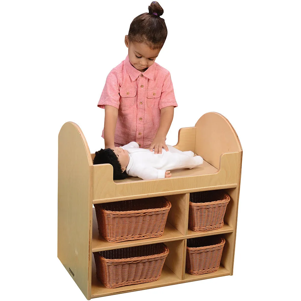 Eco-Friendly Doll Changing Table with Wicker Baskets