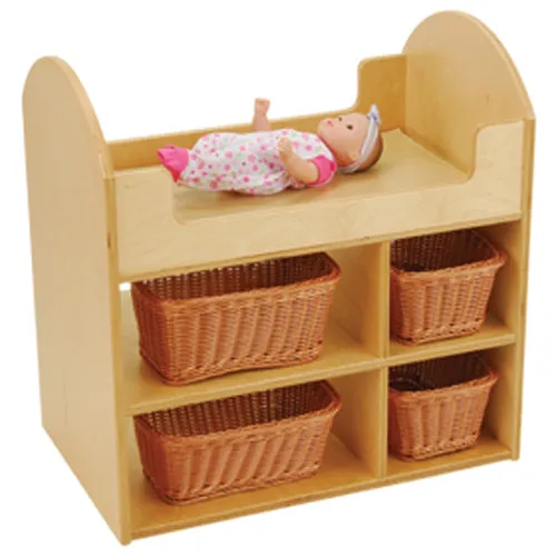 Eco-Friendly Doll Changing Table with Wicker Baskets