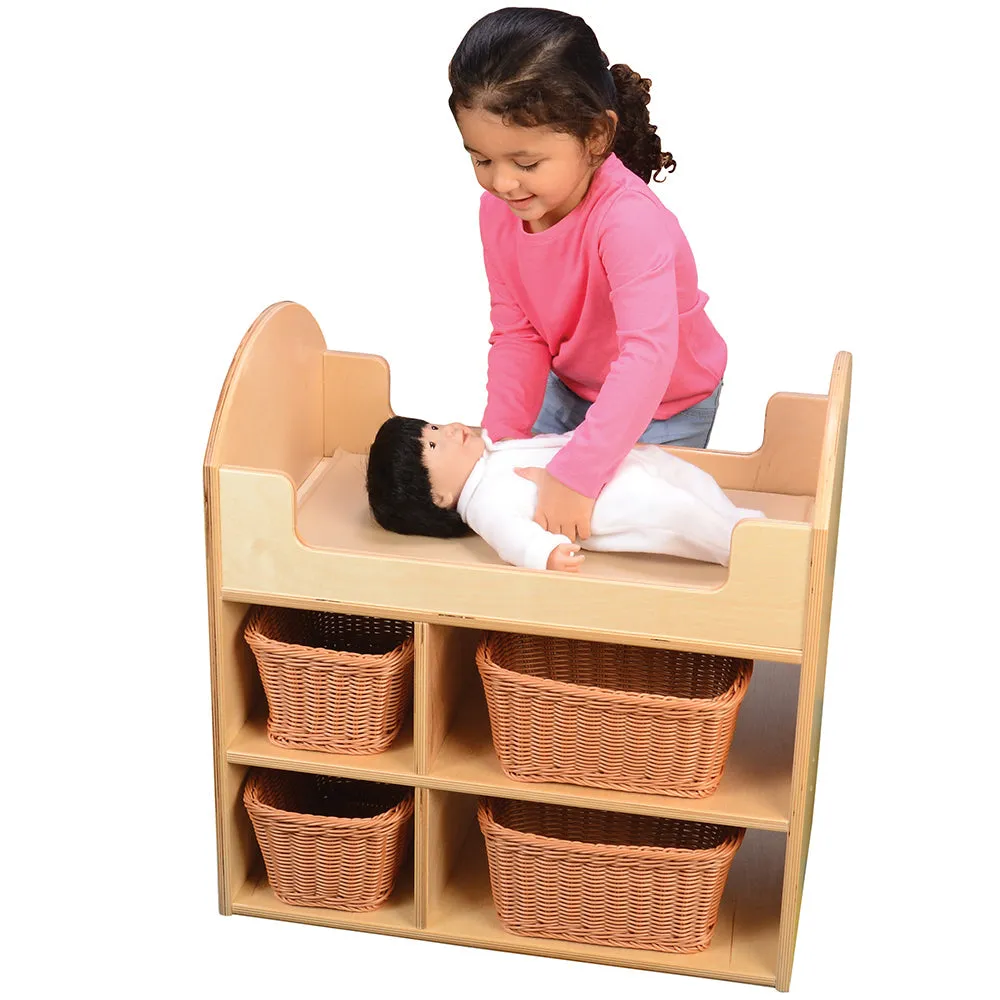 Eco-Friendly Doll Changing Table with Wicker Baskets