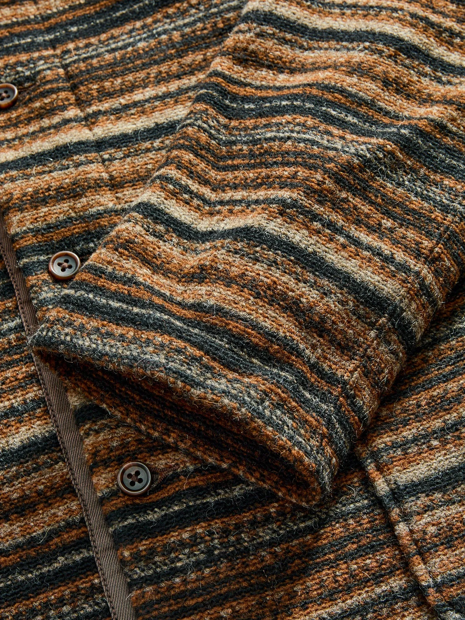 Fair Isle Knit Cardigan Sweater in Brown Stripe