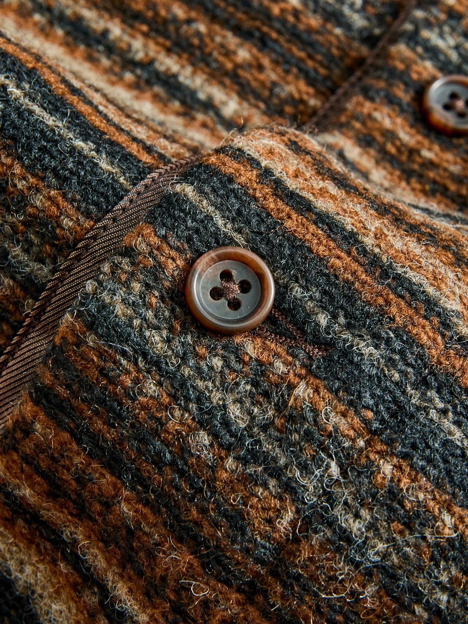 Fair Isle Knit Cardigan Sweater in Brown Stripe