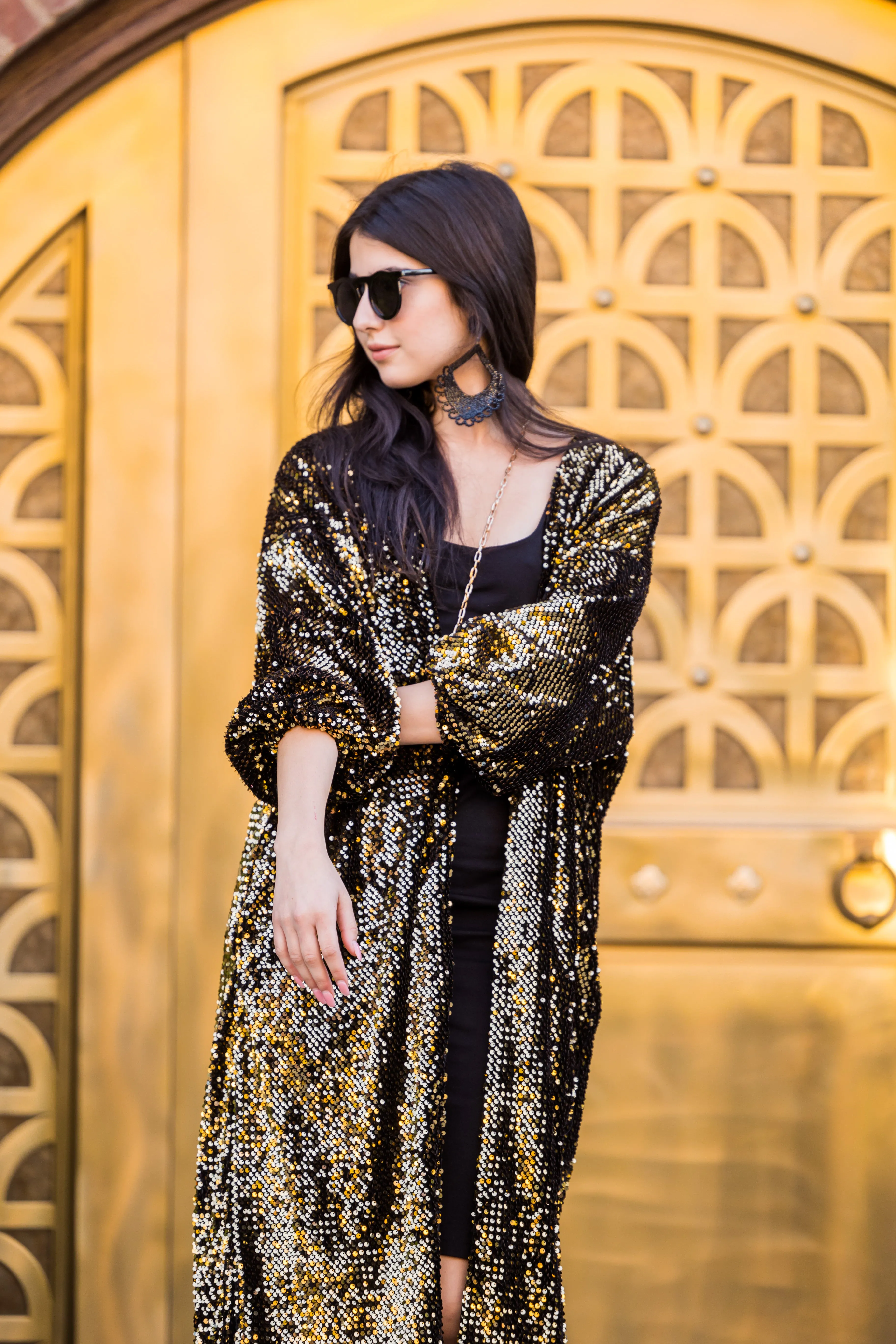 Gold Sequin Cocoon Jacket