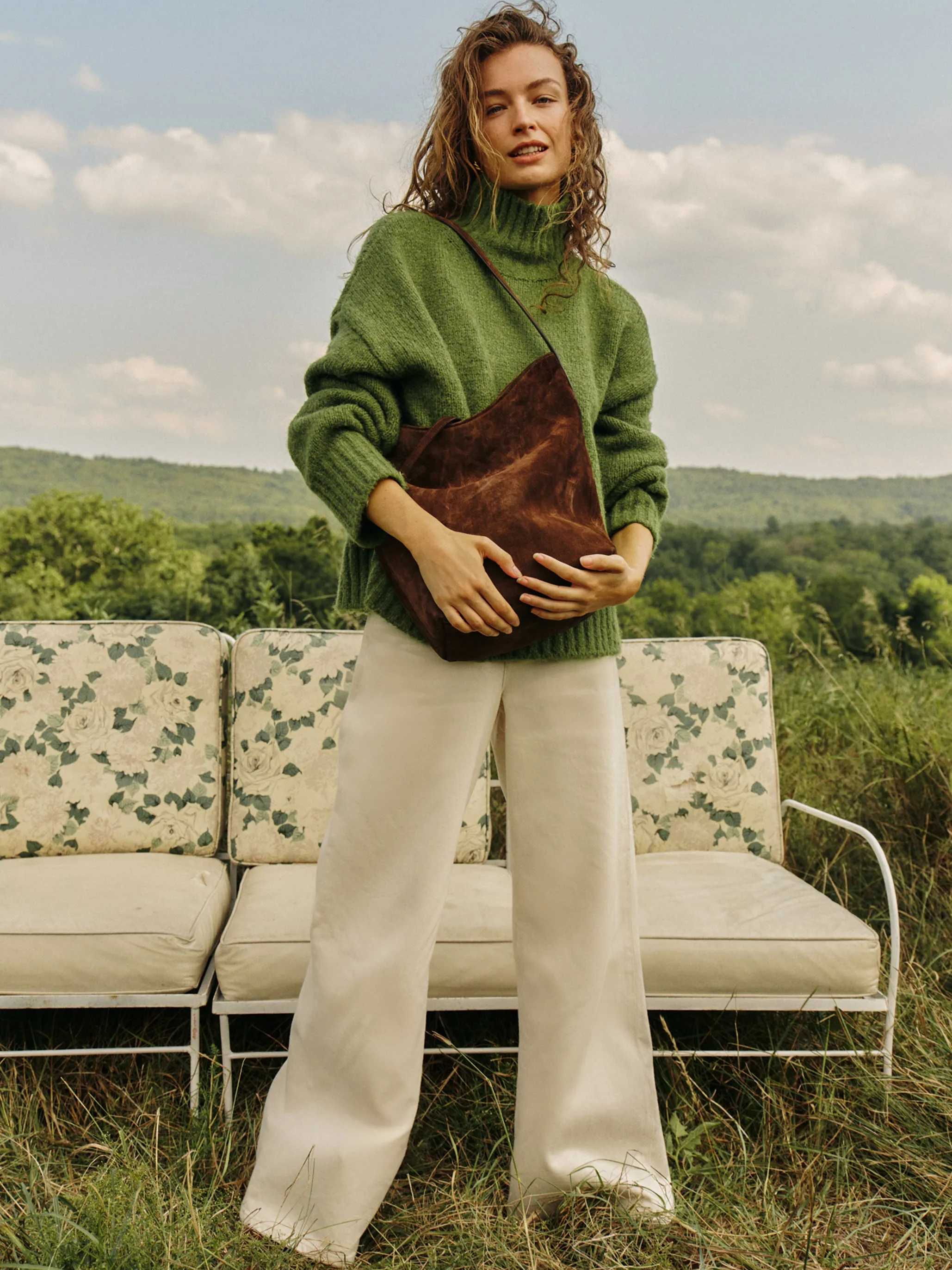 Green Boucle Hannah Turtleneck Sweater