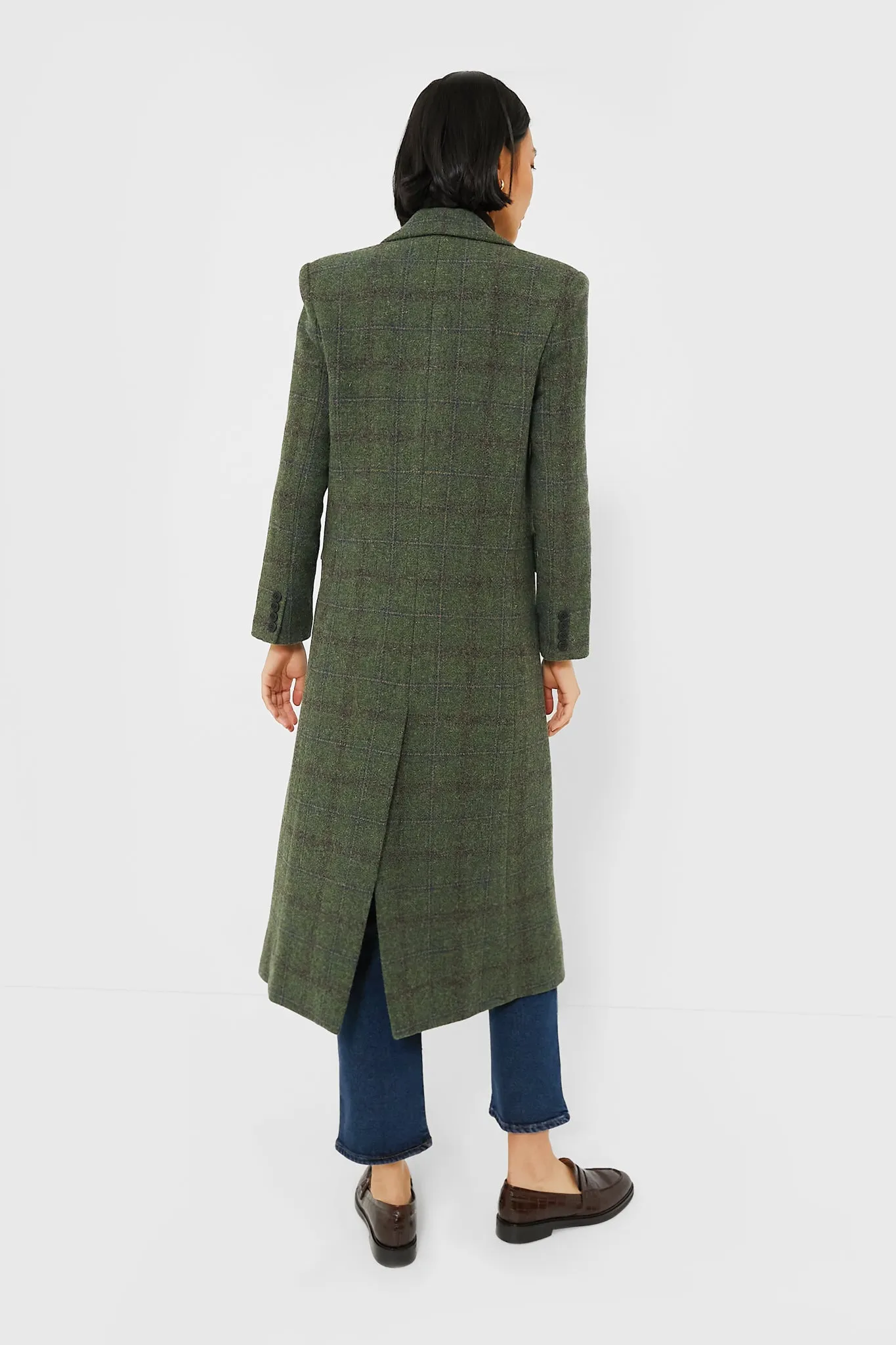 Green Plaid Wool Julius Long Coat