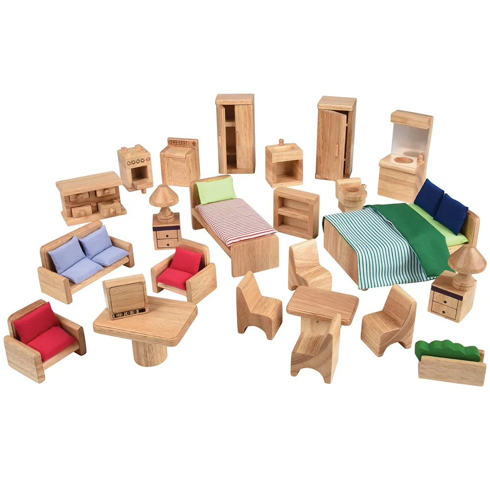 Hardwood Dollhouse Furniture Set | 26 Piece Set