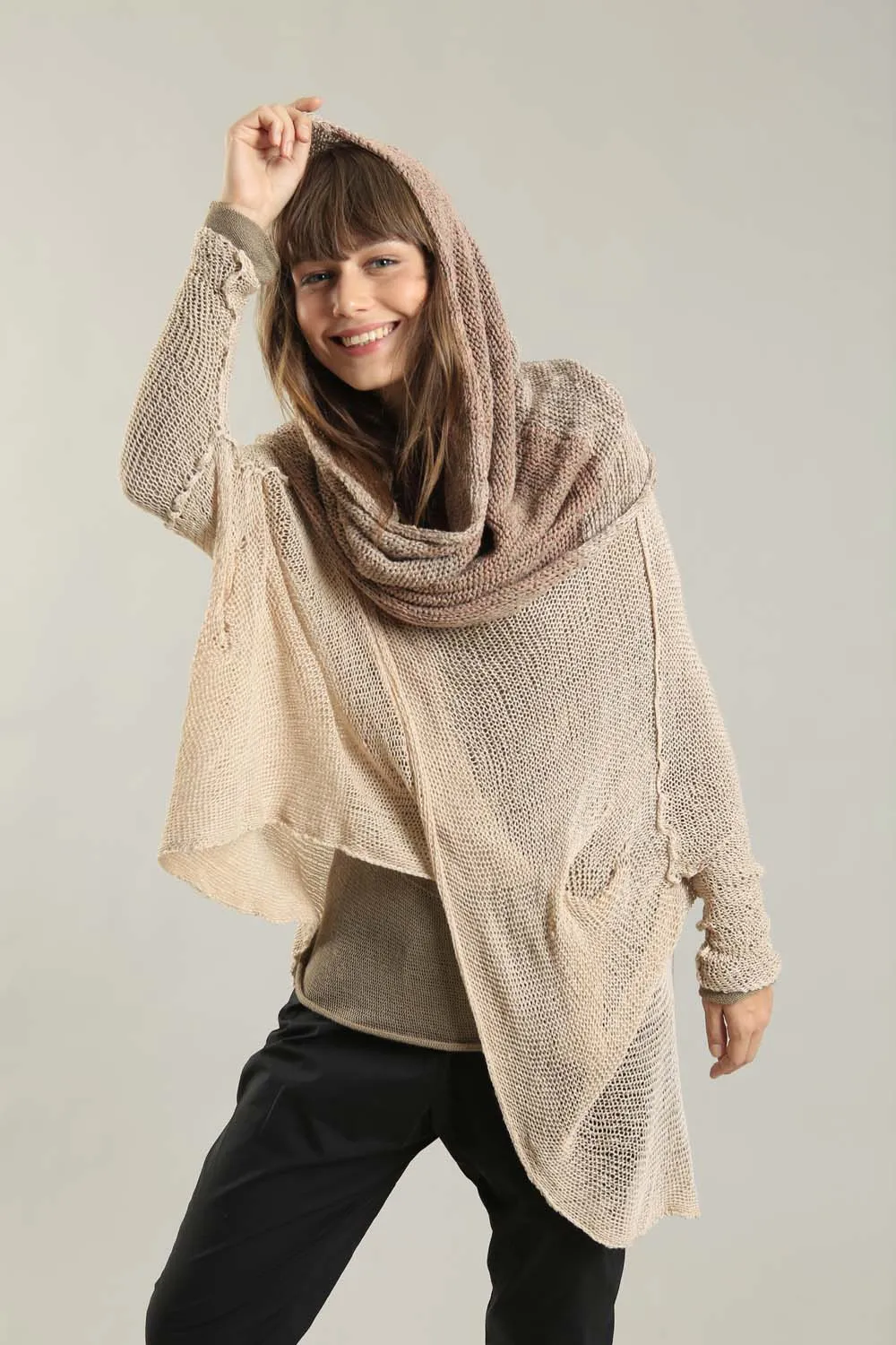 Infinity Handmade knitted Scarf - Taupe Camel Blush