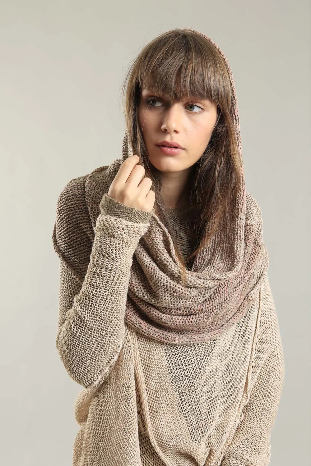 Infinity Handmade knitted Scarf - Taupe Camel Blush