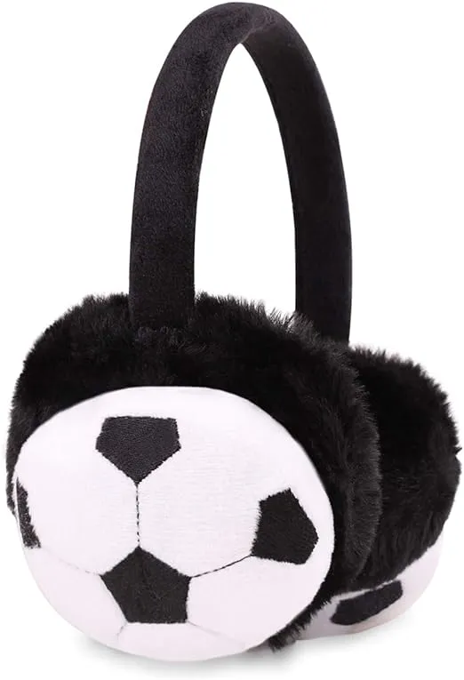 IPENNY Boys Girls Fur Earmuffs Xmas Gift Cute Football Design Winter Fluffy Thermal Ear Warmers Handband Cold Weather Earplugs Cartoon Ear Muffs