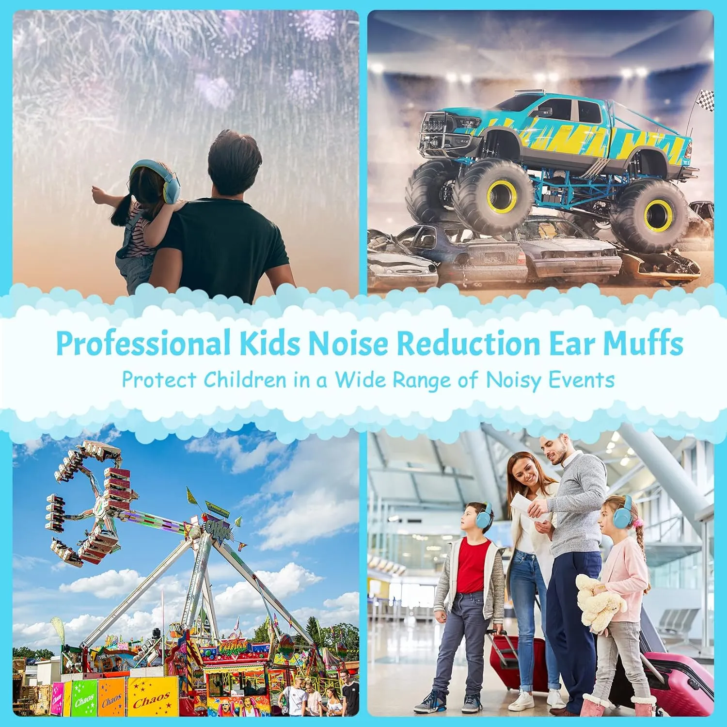 Kids Noise Cancelling Headphones, SNR 28 dB Kids Ear Protection Earmuffs for Autism, Toddler, Children, Noise Cancelling Sound Proof Earmuffs/Headphones for Concerts, Air Shows, Fireworks