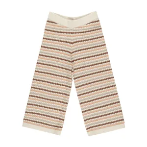 Knit Wide Leg Pant - Honeycomb Stripe - Natural / Shell / Dusty Blue / Saddle