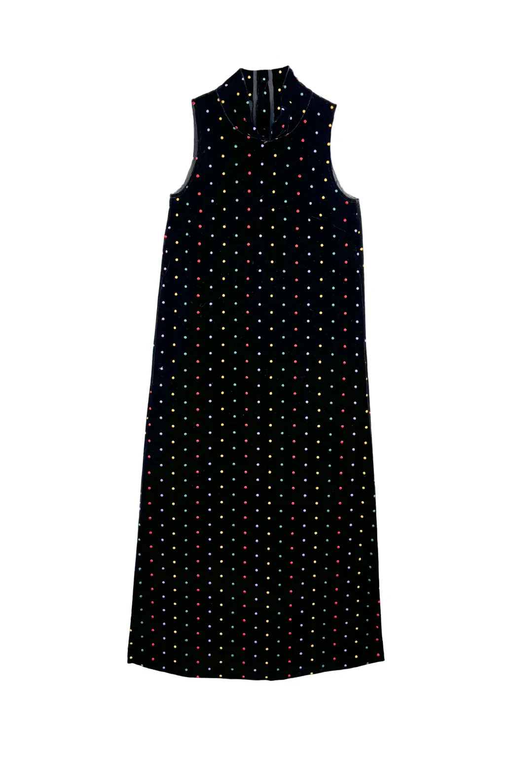 Maxi Mod Dress - Embroidered Dot Black Velvet