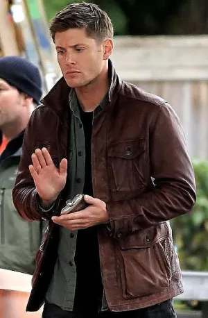 Men's Supernatural Season 7 Real/Genuine Leather Jacket/Coat in Brown