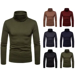 Men'S Turtleneck Padded Warm Long Sleeves T-Shirt