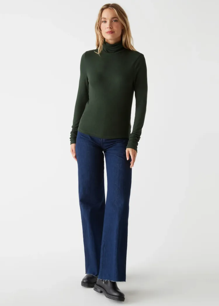 Michael Stars Tara Crop Turtleneck- DK Matcha