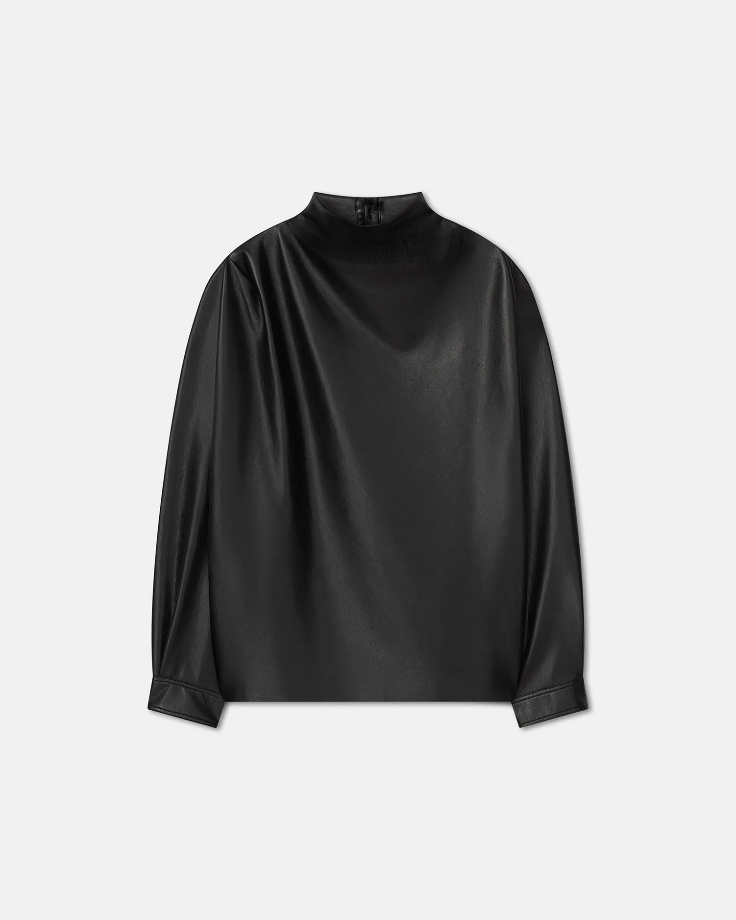 Mikael - Draped Okobor™ Alt-Leather Top - Black