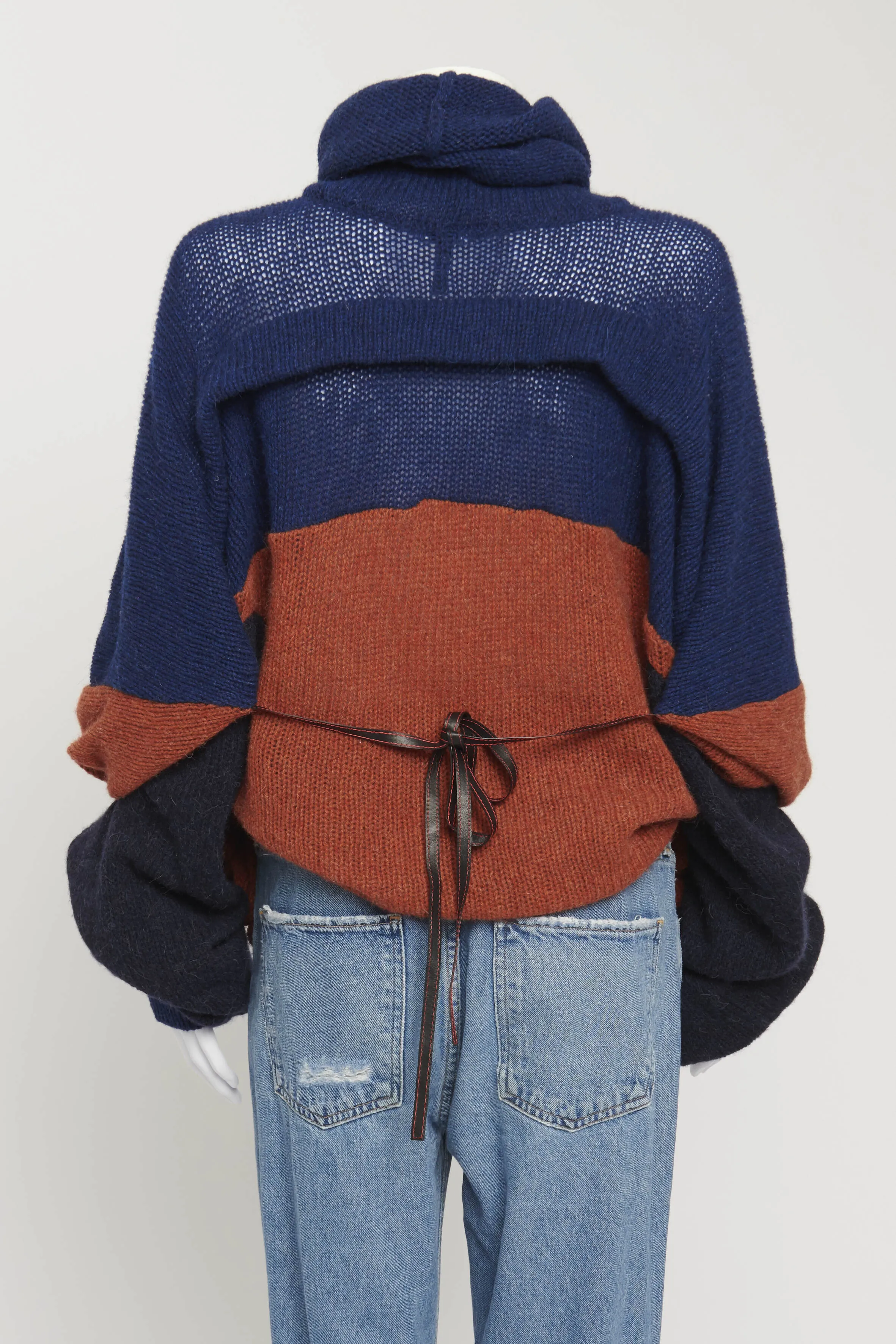 Navy Blue and Burnt Orange Wool Preowned Oversized Jumper