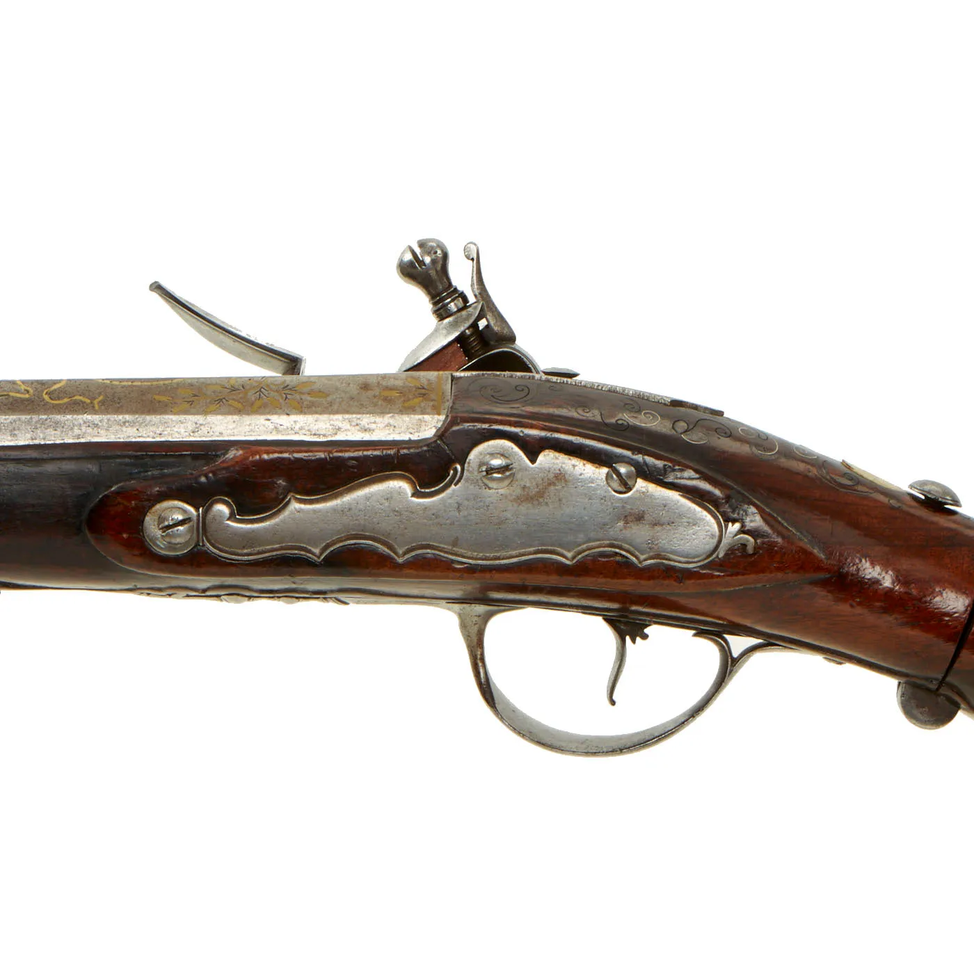 Original 18th Century Italian Ornate Flintlock Oval Muzzle Blunderbuss by Martinoni with Folding Stock circa 1750